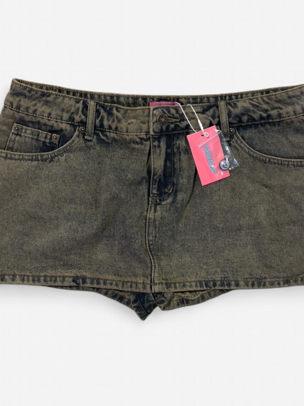 Edikted Denim Mini Skirt - Brown Wash